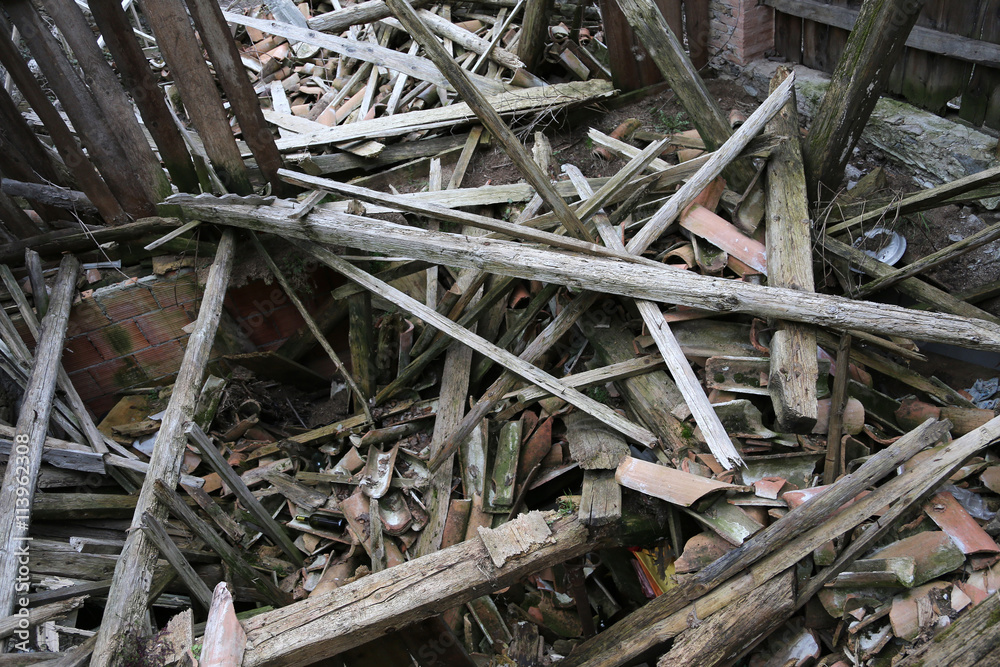 rubble and the ruins of the house destroyed by powerful earthqu rubble and the ruins of the house destroyed by powerful earthqu
