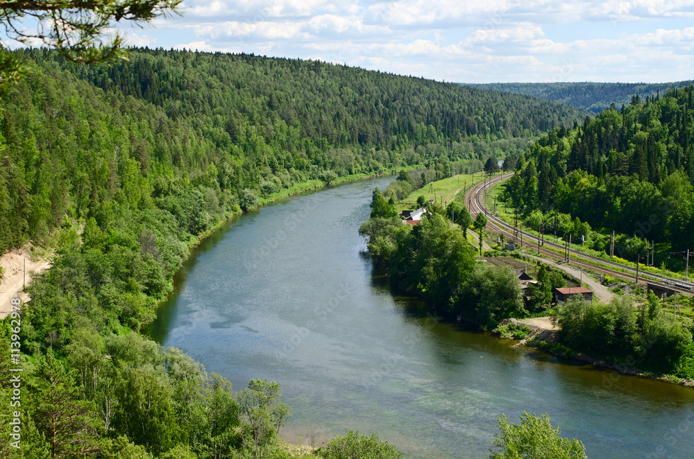 The view of the river Sylva from the forty-meter cliff near the