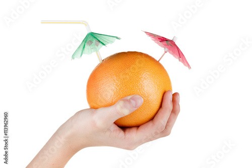 Grapefruit with drinking st...