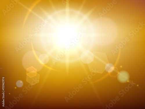 Yellow glow sunshine or vector sunburst background