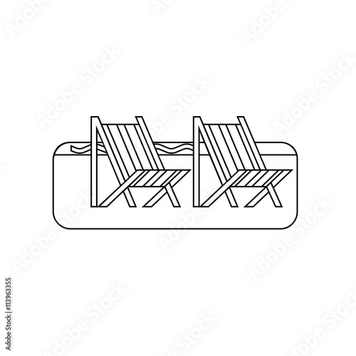 Chaise Longues on Beach Icon
