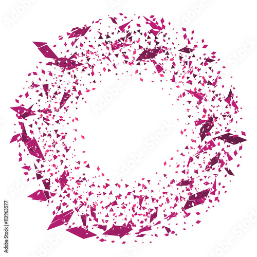 Particle explosion frame. Abstract background.