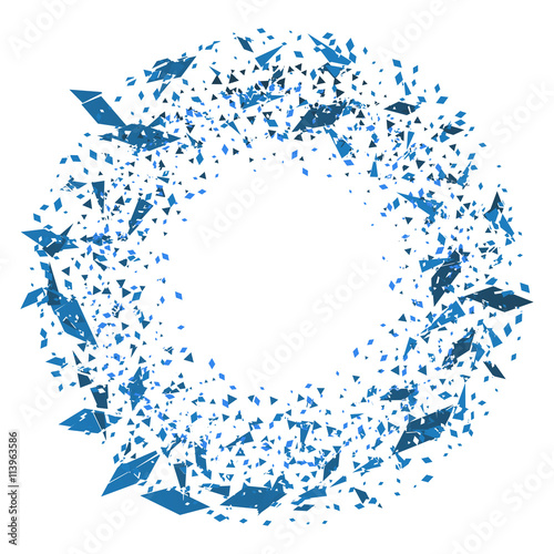 Particle explosion frame. Abstract background.