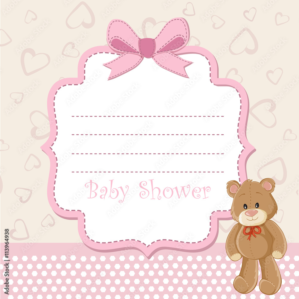 Baby shower invitation with teddy bear Baby shower invitation with teddy bear