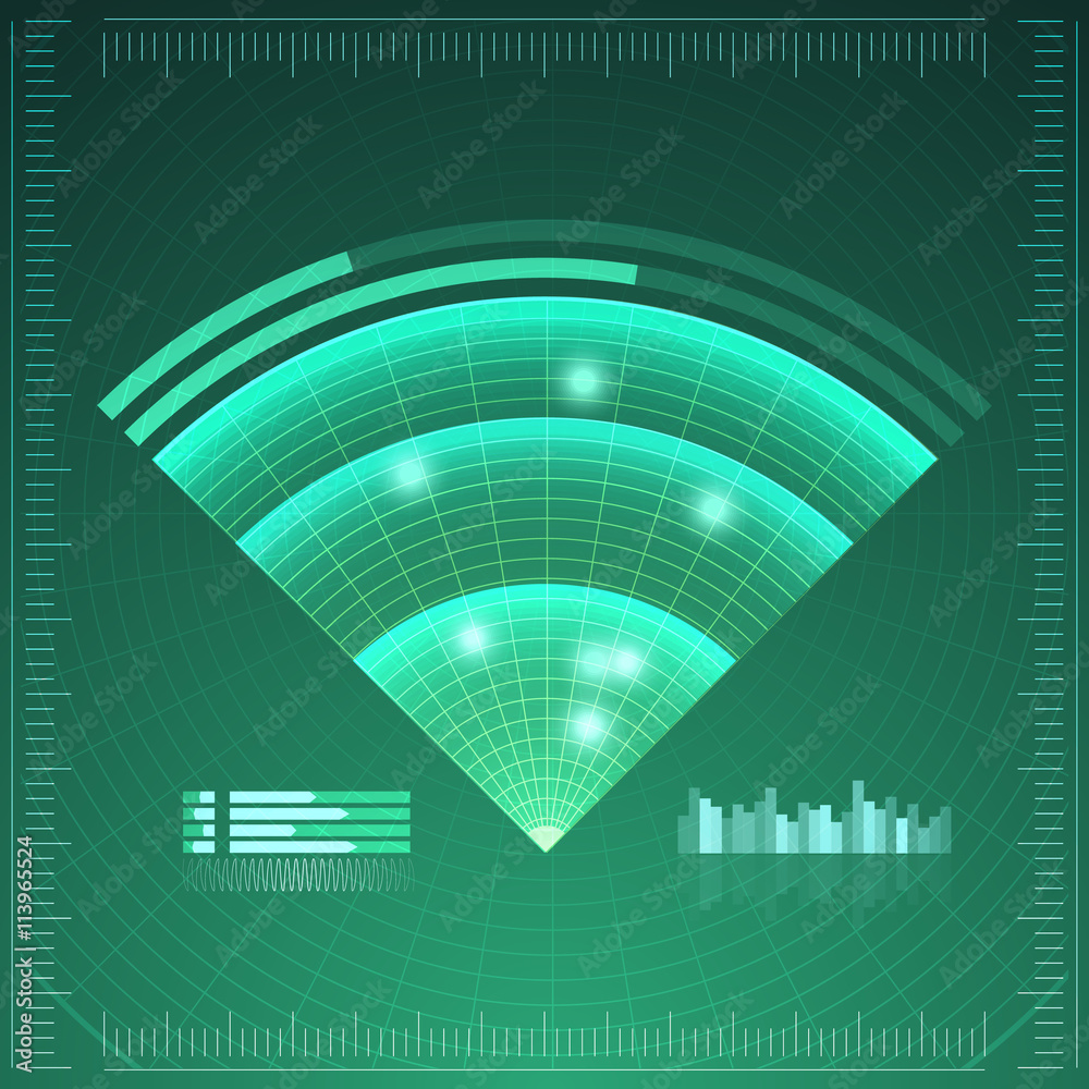 Green radar screen. Vector illustration for your design. Technology ...