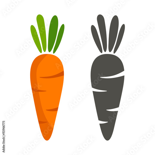 Fényképezés silhouette of carrots and black color on a white background