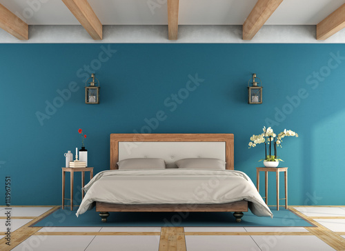 Blue classic bedroom photo