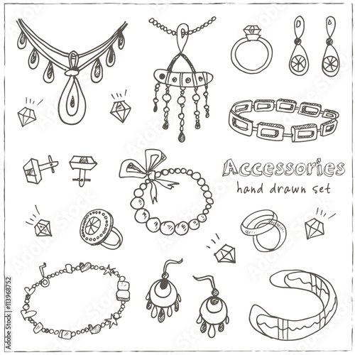 Accessories sketch icon set