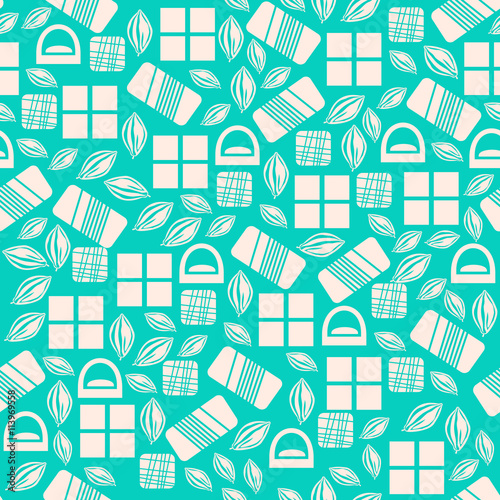 Seamless pattern with chocolate sweets isolated on blue background