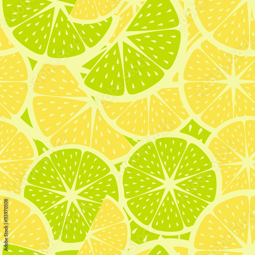 Yellow lemons and green limes pattern, vintage colors and style