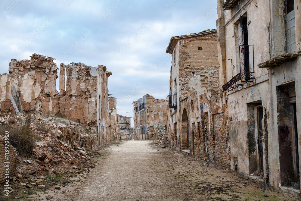 Belchite village destroyed in a bombing during the Spanish Civil