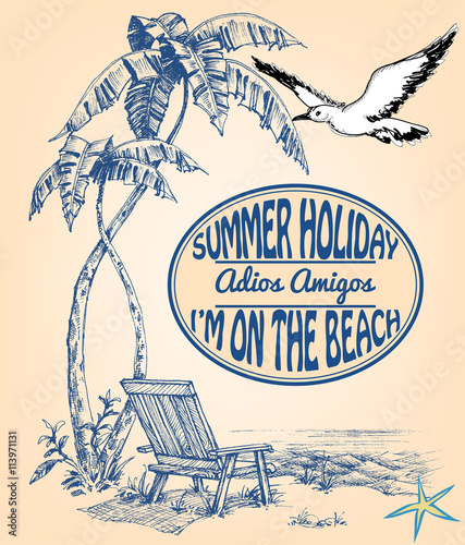 Vacation announcement, summer holiday background