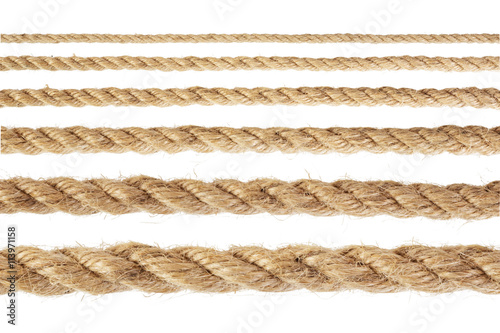 Set of rope with varying degrees of increase. Isolated on white background.