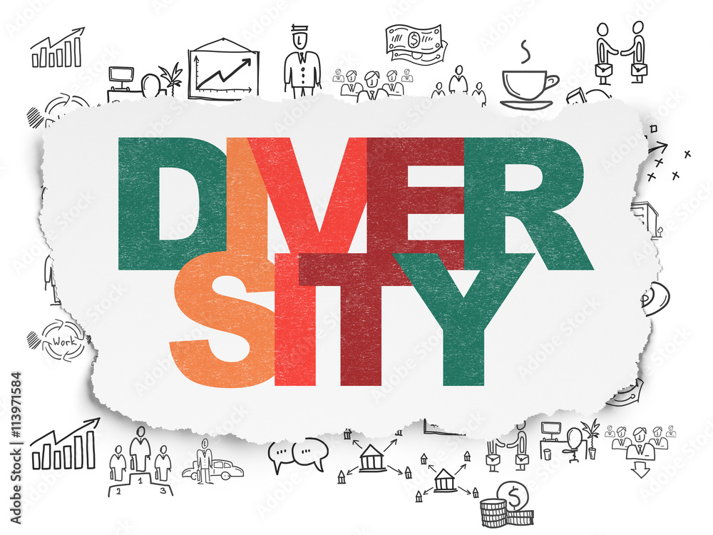 Fototapeta premium Business concept: Diversity on Torn Paper background