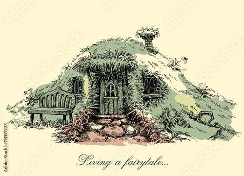 A small mysterious house from fairy tales. Dwarf home