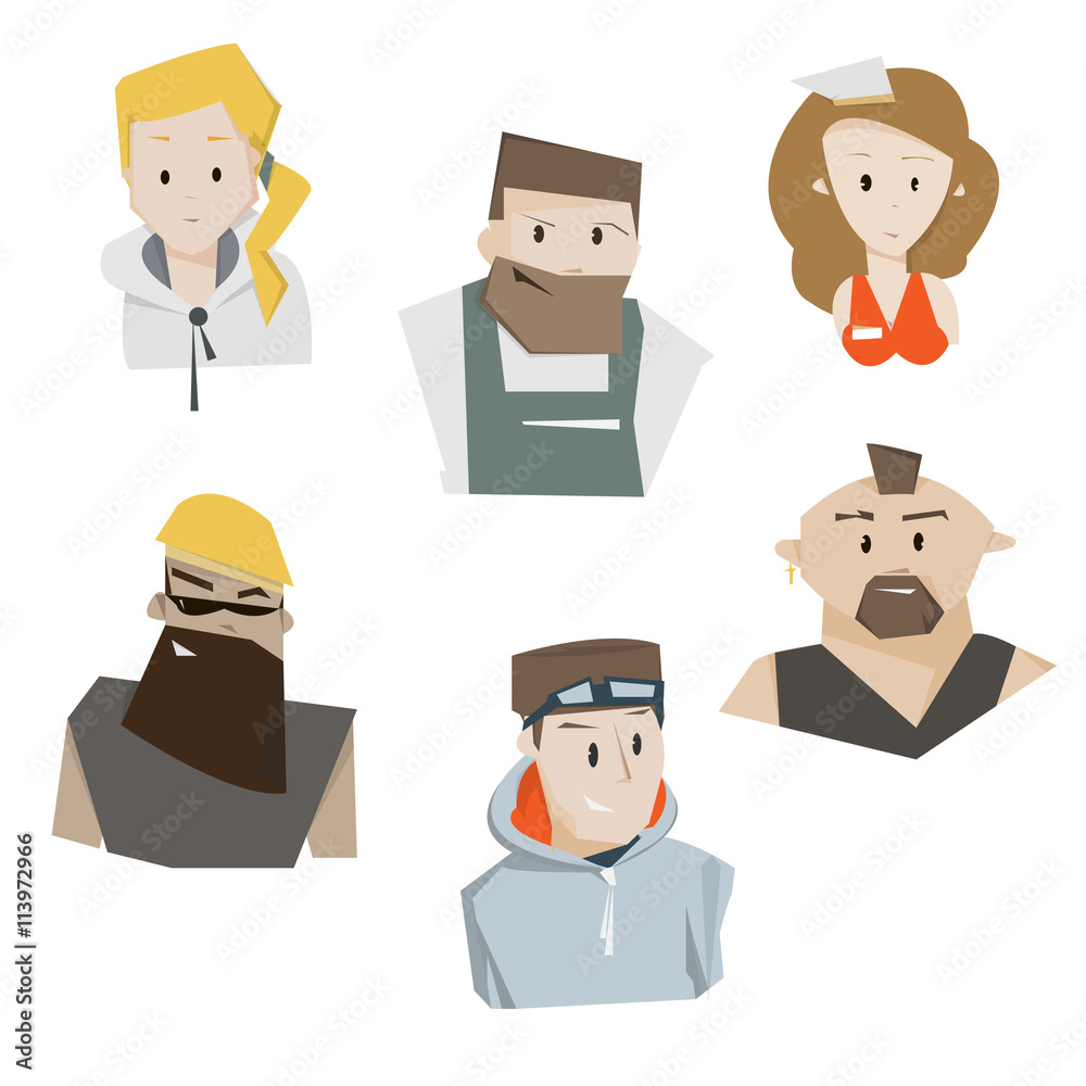 Cartoon characters people set vector illustration. Proffessional