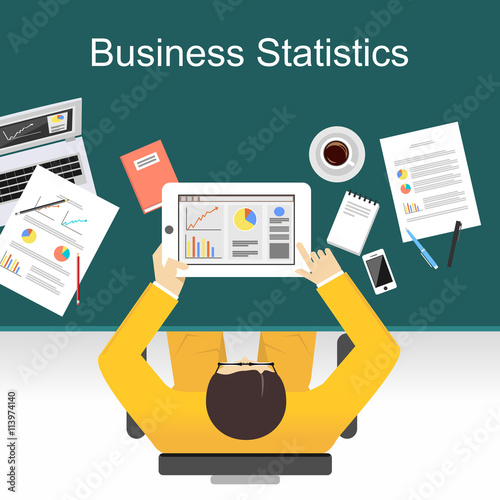 Business statistics concept illustration. Flat design illustration concepts for business,statistic, finance,  management, working, analysis, brainstorming.
