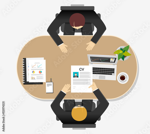 Job interview concept illustration. Flat design.
