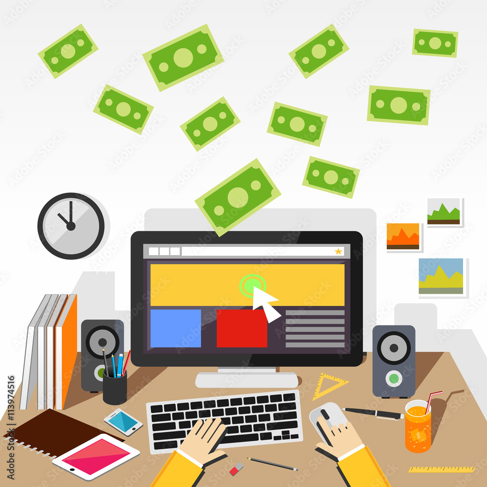 Pay per click flat design illustration.
Pay per click flat design illustration.