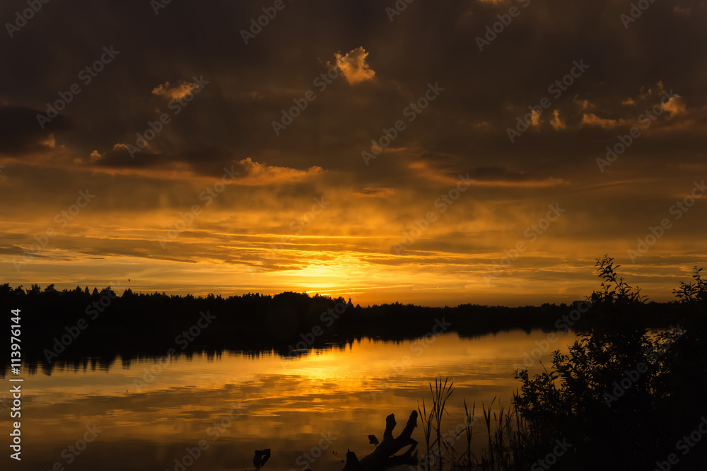 summer sunset on the lake