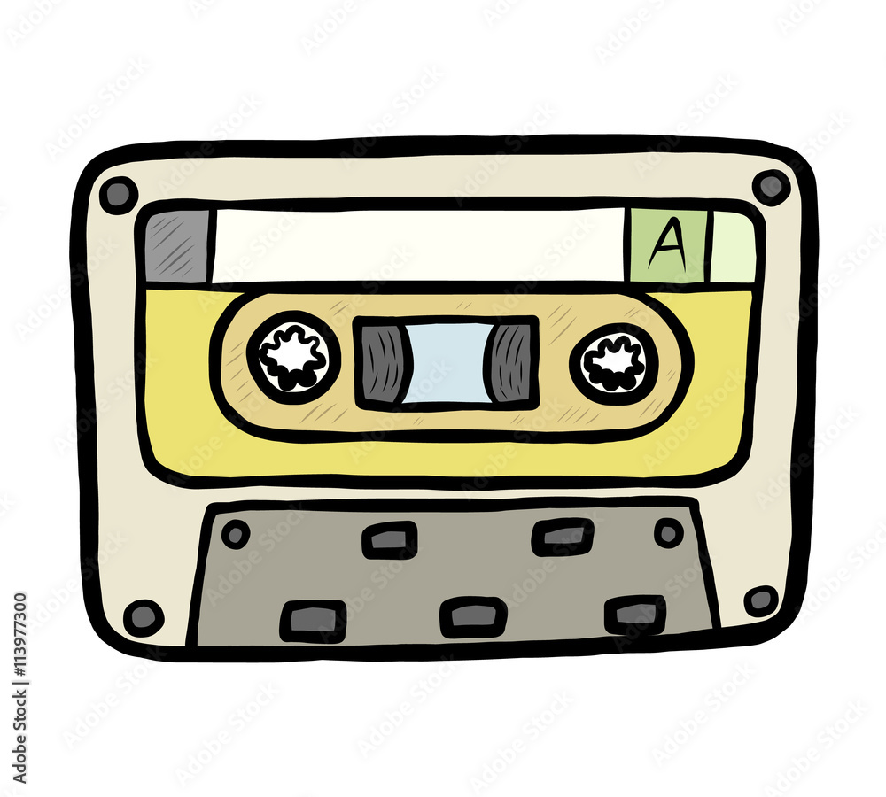 Obraz premium tape cassette / cartoon vector and illustration, hand drawn style, isolated on white background.