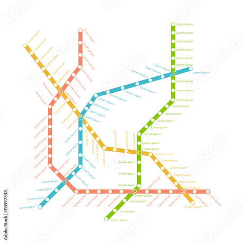 metro or subway map design template. city transportation scheme concept. Vector illustration