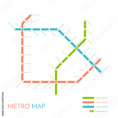 Metro or subway map design template. city transportation scheme concept. Vector illustration