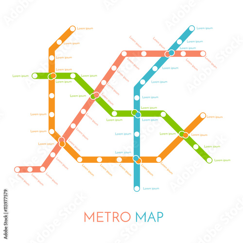 Metro or subway map design template. city transportation scheme concept. Vector illustration