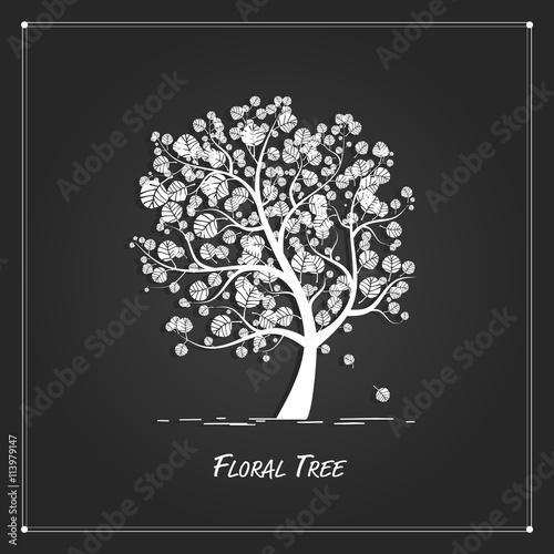 Art tree for your design on black background