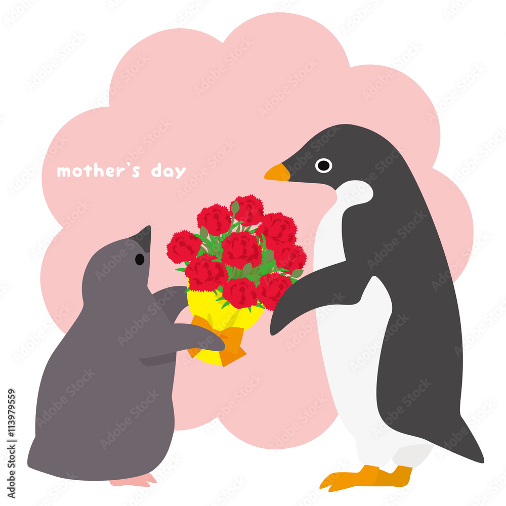 Obraz premium アデリーペンギン 母の日