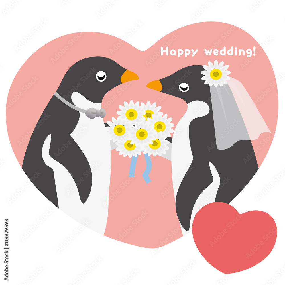 Naklejka premium アデリーペンギン ウエディング