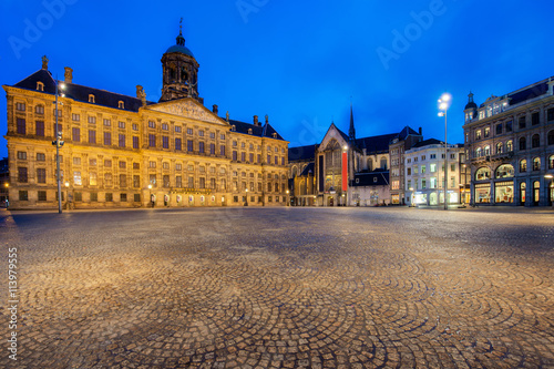 Image of Amsterdam, Netherlands - Royal Palace in Amsterdam on t photo