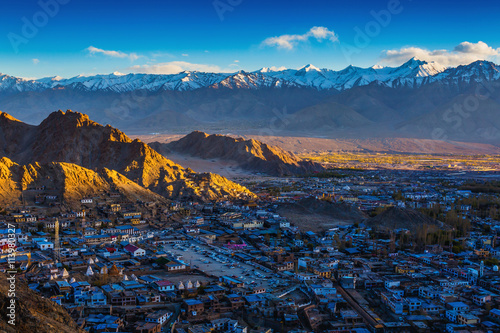 View of Leh city, the capital of Ladakh photo
