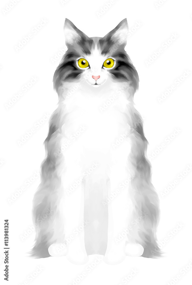座るノルウェージャンフォレストキャット Stock イラスト Adobe Stock