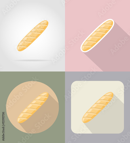 bread loaf food and objects flat icons vector illustration
