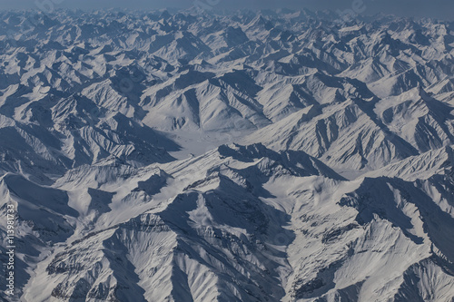 Himalaya mountains View from the airplane.