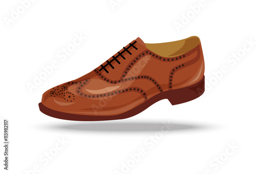 light brown, red or yellow oxford shoe. Shoe in retro style,