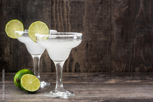 Margarita cocktail on a  rustic wood
 photo