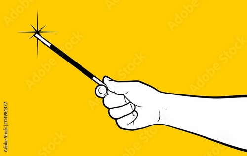 Hand using magic wand