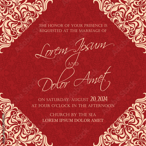 Wedding invitation or announcement card