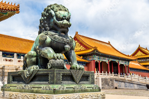 Bronze lion near the Hall of Supreme Harmony - Beijing Forbidden City