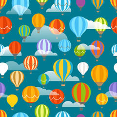 Fotobehang Luchtballon Vrolijke gekleurde luchtballonnen naadloos patroon  © tovovan
