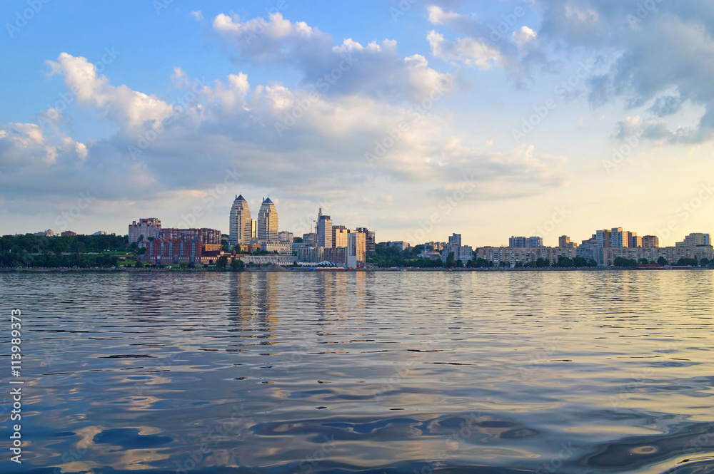 Panoramic view of Dnepropetrovsk city from Dnieper river