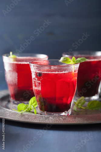 refreshing blueberry drink with lime and mint