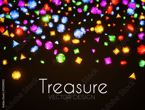 Vector illustration. Falling Multicolor Gems. Treasure Design. Abstract Luxury and Game Background.