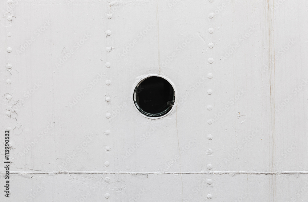 Small round rusted porthole in white ship hull Stock Photo Adobe Stock