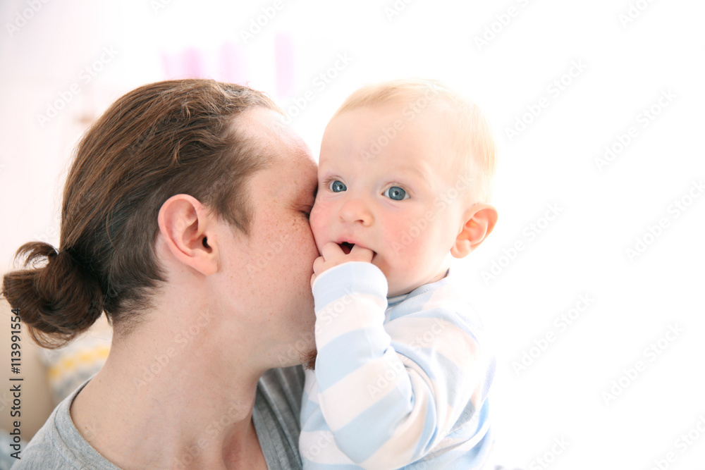 Young father having fun with his little son Young father having fun with his little son