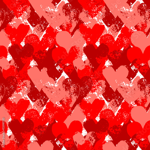 Red painted hearts on white...