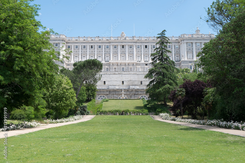 Obraz premium Gardens around the Royal Palace of Madrid, Spain