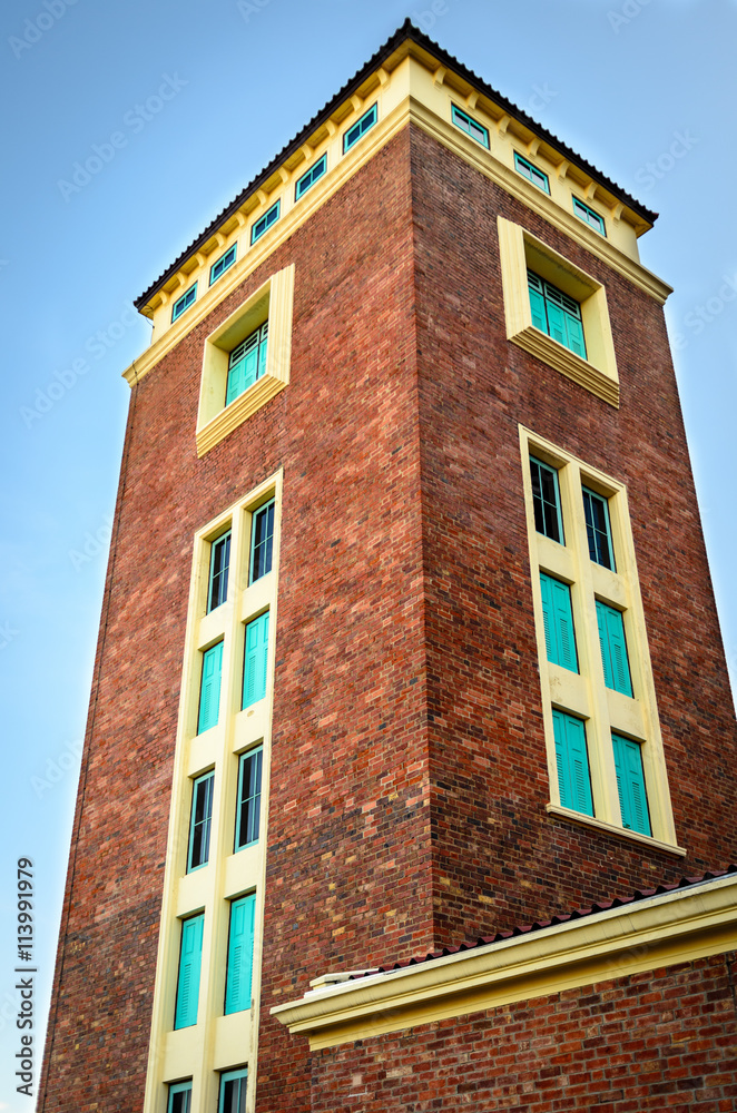 Fototapeta premium brick wall buliding with window.